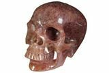 Realistic, Carved Strawberry Quartz Crystal Skull #116689-3